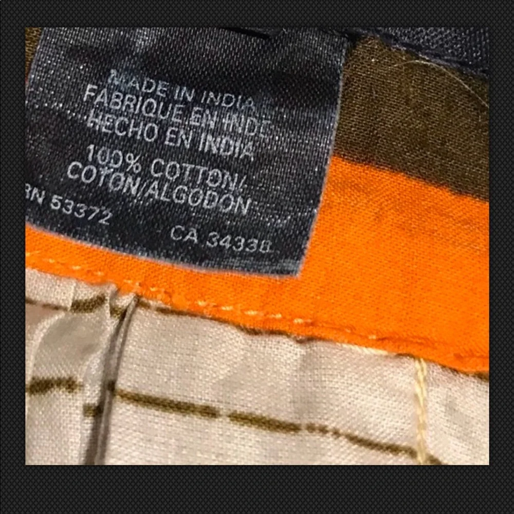 FRENCH CONNECTION Skirt Pleated Mini Striped Cotton Orange Brown Yellow